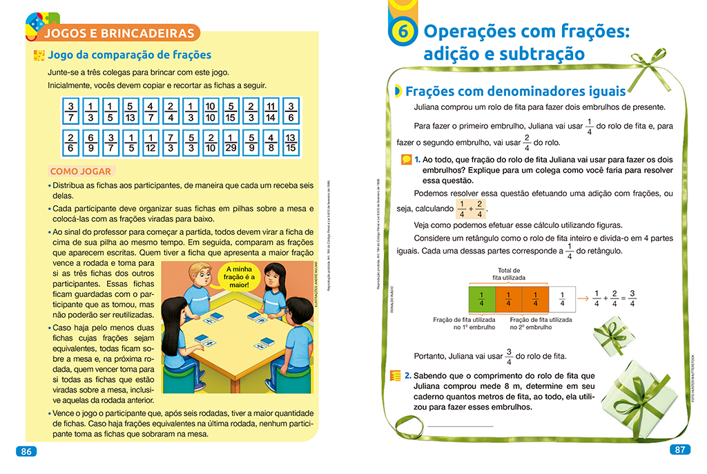 Exercícios de Matemática para o 5º ano – Jogo com Frações