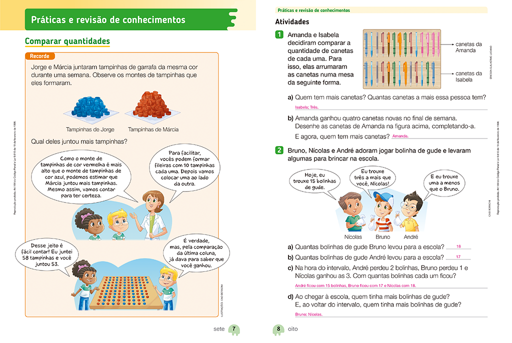 Atividades de matemática 1º ano - gráfico, adição e subtração em PDF