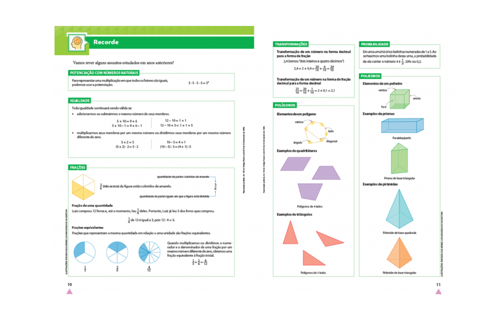 Seções “Recorde” e “Mostre o que você já sabe” Seções voltadas à revisão de conteúdo abordado em ciclos anteriores.