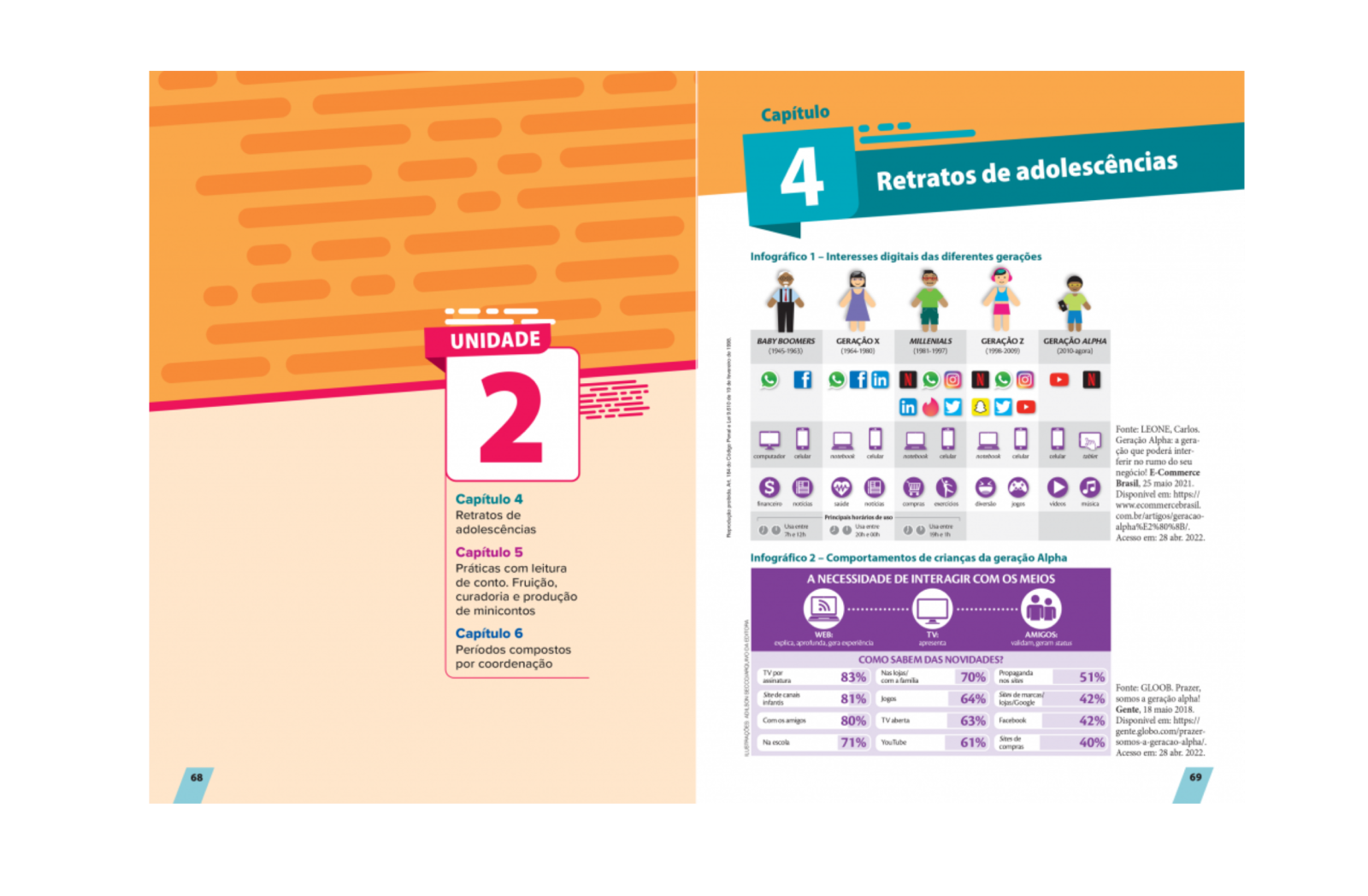 Temática próxima
Cada capítulo aborda uma temática próxima da realidade do estudante, destacando a diversidade cultural e preferências musicais.