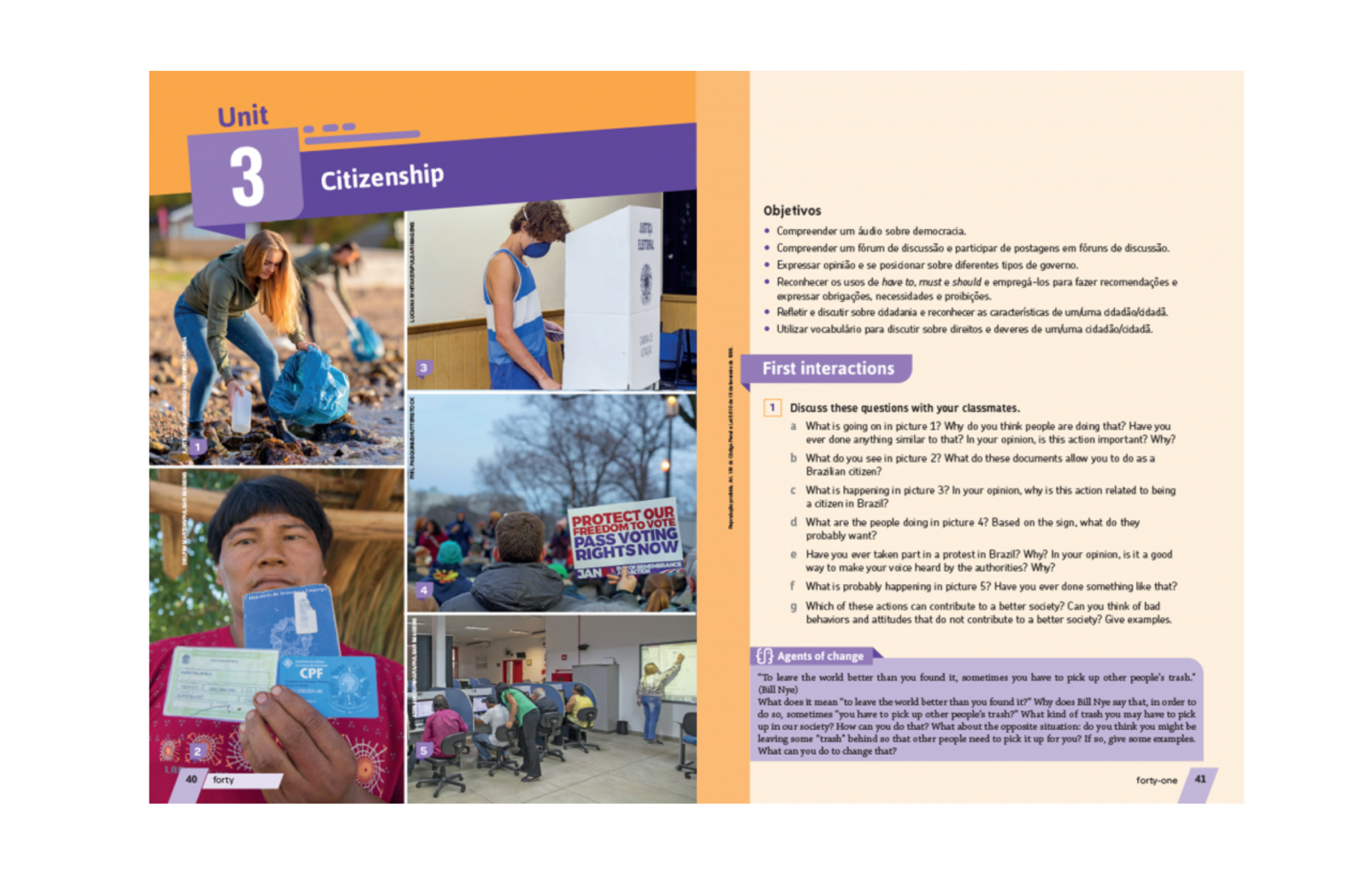 Estrutura fixa das unidades
Facilita a organização do trabalho do professor e sugere um encaminhamento de sequência didática.