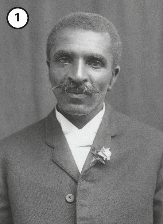 Fotografia em preto e branco 1: Homem negro de cabelo curto crespo e bigode espesso, vestindo camisa e paletó escuro com uma flor branca na lapela.