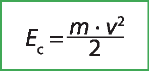 Energia cinética é igual a massa multiplicado por velocidade ao quadrado sobre 2.