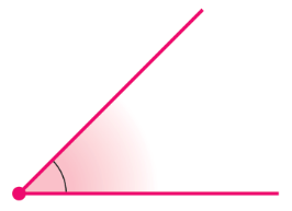 Ilustração. Ângulo formado por um lado diagonal á direita e outro lado horizontal.