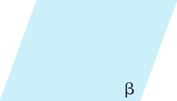 Figura geométrica. Representação de parte de um plano azul. No canto inferior direito do plano, está presente a letra grega beta.