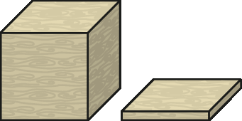 Figura geométrica. Material dourado: 1 cubo maior e 1 placa.