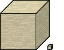 Figura geométrica. Material dourado: 1 cubo maior e 1 cubo menor.