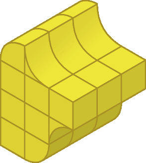 Figura geométrica. Empilhamento de cubos amarelos dispostos de modo que se parece com o algarismo 1.