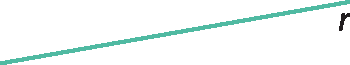 Figura geométrica. Representação de parte de uma reta inclinada azul. Abaixo da reta, à direita, letra r minúscula.