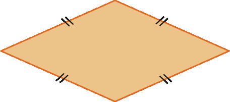Figura geométrica. Quadrilátero com lados de mesma medida de comprimento, dois ângulos internos opostos agudos e iguais, e dois ângulos internos opostos obtusos e iguais.
