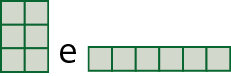 Figura geométrica. Item A. Retângulo verde com 3 linhas, com 2 quadradinhos cada e um retângulo verde com 1 linha, com 6 quadradinhos.