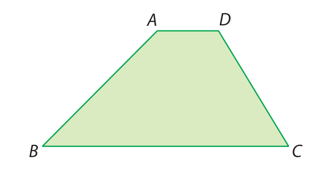 Ilustração. Quadrilátero ABCD com AD paralelo a BC e AB.