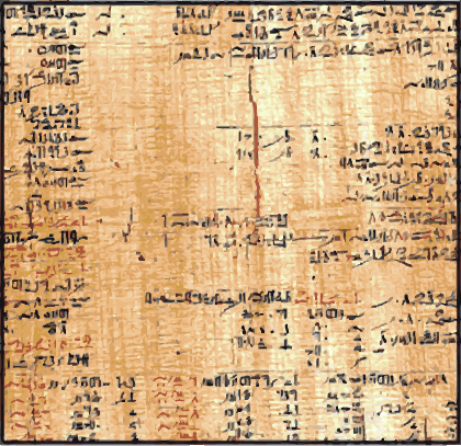 Fotografia. Manuscrito egípcio em papel desgastado.