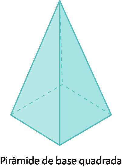 Figura geométrica. 
Uma pirâmide de base quadrada azul.