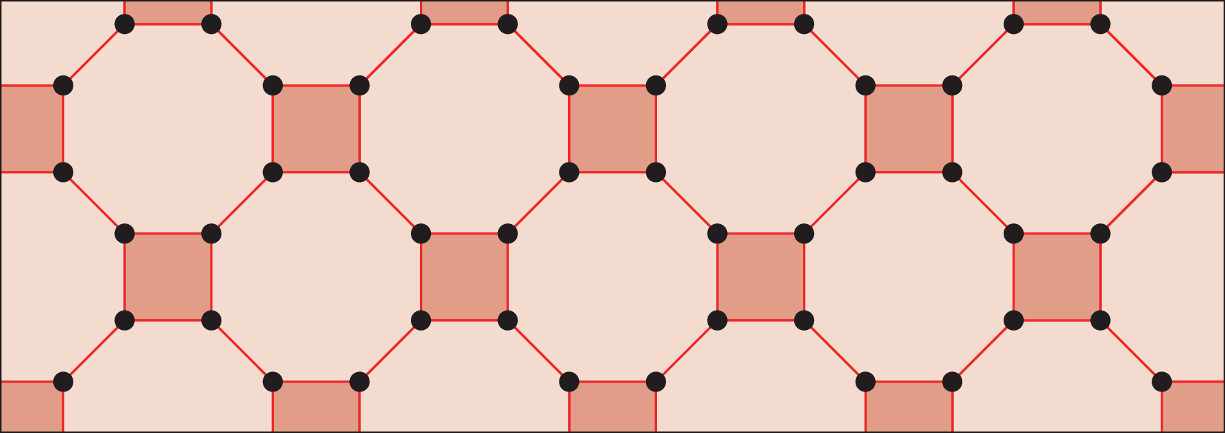 Ilustração. Mosaico formado por hexágonos e quadrados.
