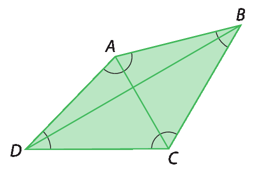 Figura geométrica. Quadrilátero ABCD com diagonais AC e BC.