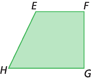 Figura geométrica. Quadrilátero trapézio retângulo EFGH.