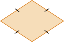 Figura geométrica. Quadrilátero com indicação de quatro lados congruentes.