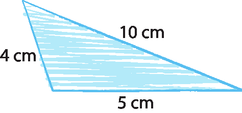 Figura geométrica. Triângulo escaleno com indicação de medida dos lados 4 centímetros, 5 centímetros e 10 centímetros.