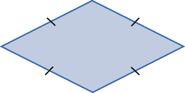 Figura geométrica. Quadrilátero com indicação de quatro lados congruentes.