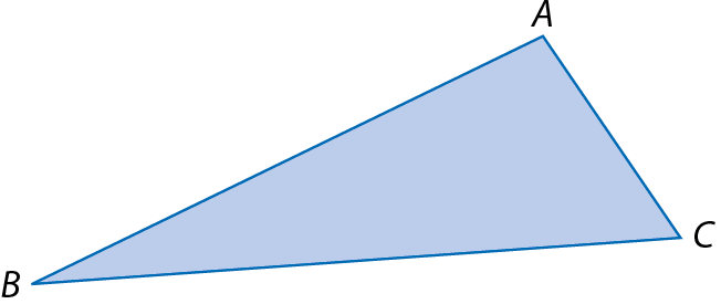 Figura geométrica. Triangulo azul ABC.