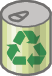 Ilustração. Lata com simbolo de reciclagem.