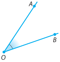 Imagem das semirretas OA e OB formando um ângulo agudo.