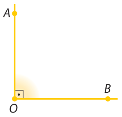 Imagem das semirretas OA e OB formando um ângulo de 90°.