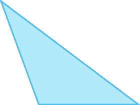 Figura geométrica. Triângulo azul com três lados de medidas diferentes e um ângulo obtuso.