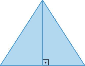 Figura geométrica. Triângulo equilátero azul com segmento de reta indicando sua altura.