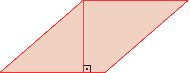 Figura geométrica. Paralelogramo vermelho com segmento de reta indicando sua altura.