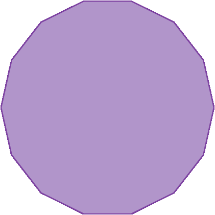 Figura geométrica. Polígono convexo lilás de 14 lados.