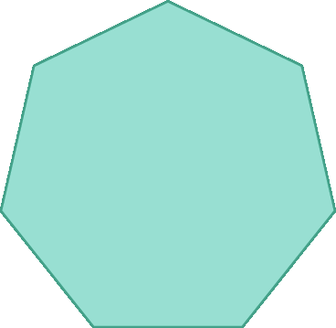 Figura geométrica. Polígono convexo azul de 7 lados.