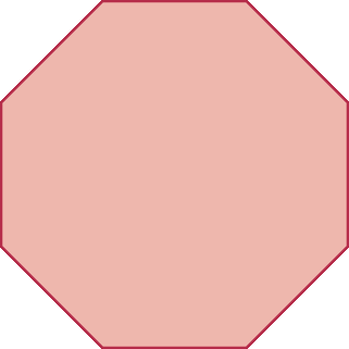 Figura geométrica. Polígono convexo vermelho de 8 lados.