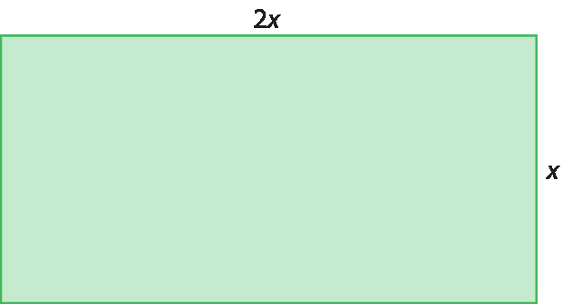 Figura geométrica: retângulo verde com dimensões de x e dois x.