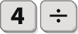 Ilustração: sequência de teclas de calculadora: quatro, sinal de dividir, um, um, sinal de igual.