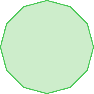 Figura geométrica. Polígono verde de 12 lados.