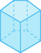 Figura geométrica. Prisma azul de base pentagonal.