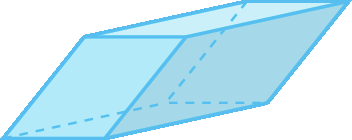 Figura geométrica. Sólido geométrico com 6 faces em formato de paralelogramos.
