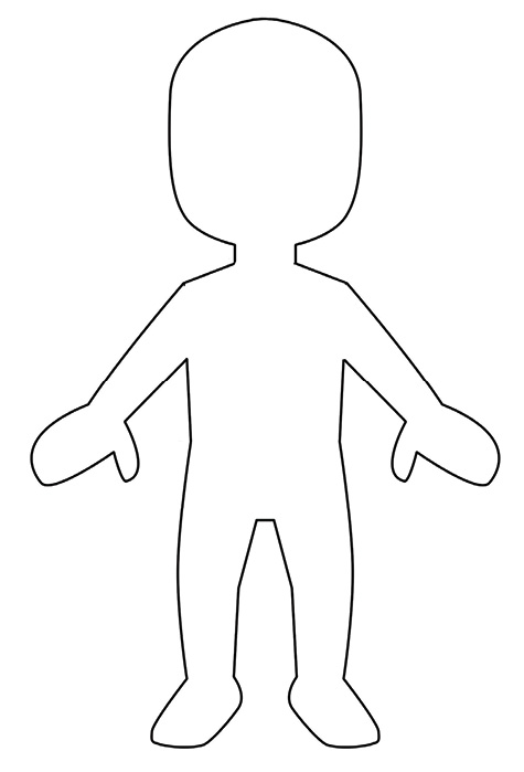 Imagem: Ilustração. Uma silhueta de uma criança com cabeça, braços abertos, em pé.  Fim da imagem.