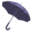 Imagem: Ilustração. Um guarda-chuva aberto de cor preta.  Fim da imagem.