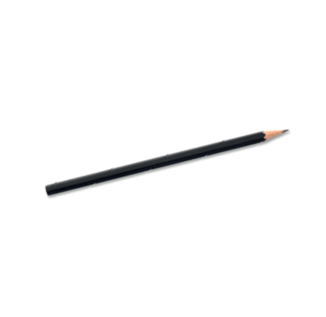 Imagem: Fotografia. Um lápis de cor preta na horizontal.  Fim da imagem.