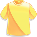 Imagem: Ilustração. Uma camiseta de cor amarela, com mangas curtas.  Fim da imagem.