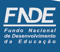 Imagem: Logotipo héfi-hêni-dê-eh. Na parte superior, a sigla héfi-hêni-dê-eh. Em seguida, um traço e o nome: Fundo Nacional de Desenvolvimento da Educação. Fim da imagem.