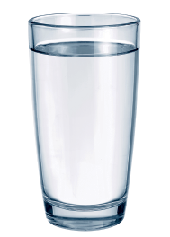 Imagem: Fotografia. Um copo redondo transparente com água dentro perto do topo. Fim da imagem.