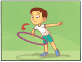 Imagem: Ilustração 2 – Início do primeiro círculo. Ele está segurando o arco com a mão esquerda com o cotovelo flexionado. Uma seta indica o movimento do arco.  Fim da imagem.
