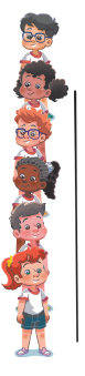 Imagem: Ilustração Fileira: um grupo de crianças um atrás do outro.  Fim da imagem.