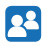 Imagem: Ícone: Atividade em dupla, composto pela ilustração da silhueta de duas pessoas dentro de um quadrado azul. Fim da imagem.