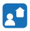 Imagem: Ícone: Atividade para casa, composto pela ilustração da silhueta de uma pessoa e uma casa dentro de um quadrado azul. Fim da imagem.