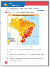 Imagem: Ilustração. Exemplifica como será a seção Para começar. Página composta por textos e imagens. Fim da imagem.